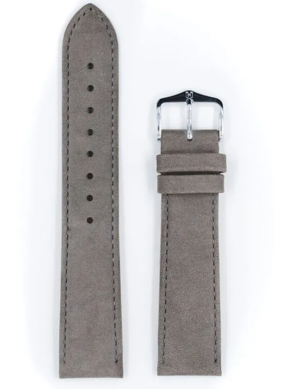 HIRSCH Uhrenarmbänder | Zubehör-Osiris Nubuk, grau, L, 18 mm 03433030-2-18