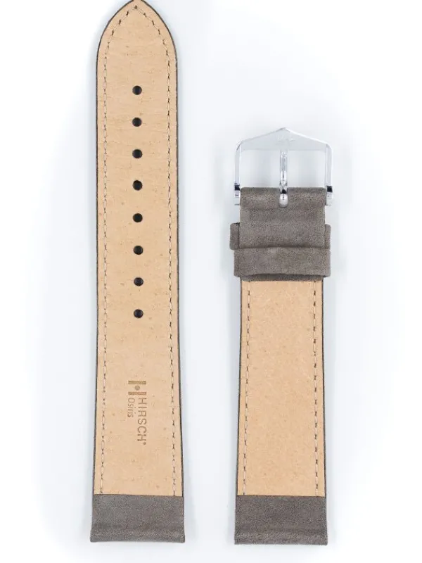 HIRSCH Uhrenarmbänder | Zubehör-Osiris Nubuk, grau, L, 18 mm 03433030-2-18