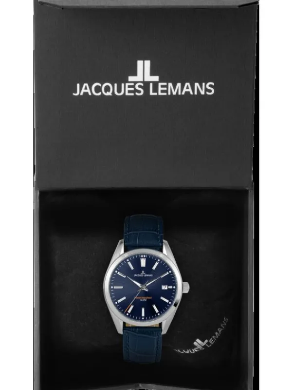 Jacques Lemans Herrenuhren-Derby Blau Leder 1-1859C