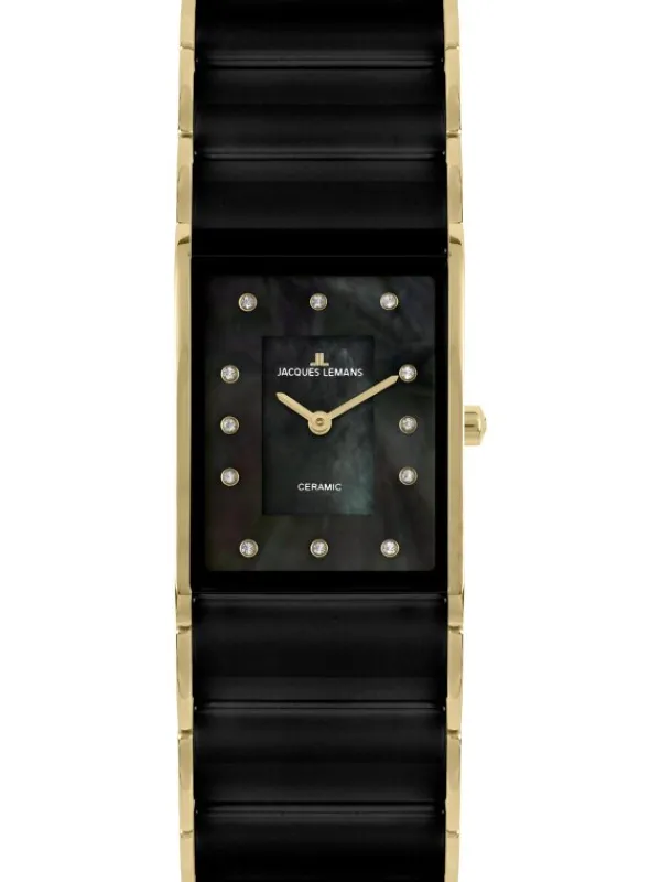Jacques Lemans Damenuhren-Dublin Ceramic Perlmutt schw/g. 24mm 1-1940J
