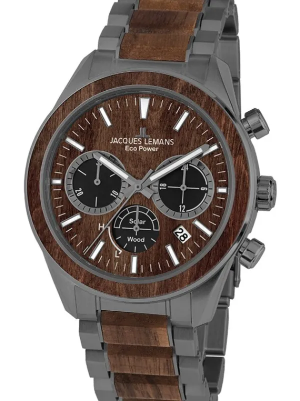 Jacques Lemans Herrenuhren-Eco Power Chrono Holz 1-2115K