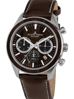Jacques Lemans Herrenuhren-Eco Power Chrono Holz Apfelleder 1-2115C