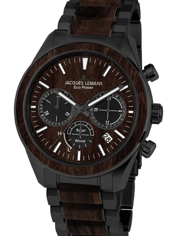 Jacques Lemans Herrenuhren-Eco Power Chrono Holz schw. 1-2115M