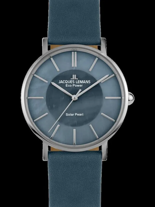 Jacques Lemans Damenuhren-Eco Power Solar Perlmutt Blau 1-2112B