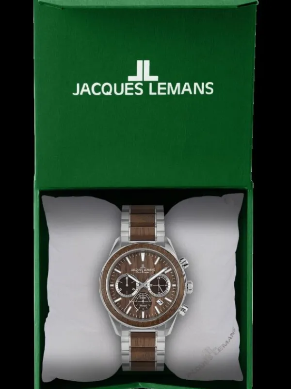 Jacques Lemans Herrenuhren-Eco Power Chrono Holz 1-2115J