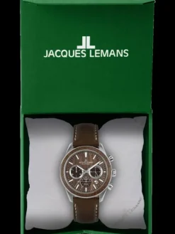 Jacques Lemans Herrenuhren-Eco Power Chrono Holz Apfelleder 1-2115B