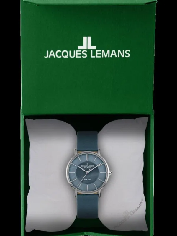 Jacques Lemans Damenuhren-Eco Power Solar Perlmutt Blau 1-2112B