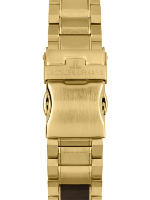 Jacques Lemans Herrenuhren-Eco Power Chrono Holz goldf. 1-2115L