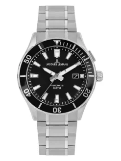 Jacques Lemans Herrenuhren-Hybromatic schwarz Strahlband 1-2131D