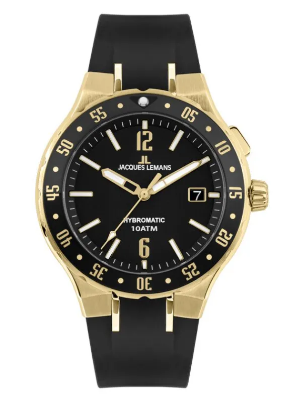 Jacques Lemans Herrenuhren-Hybromatic Autoquarz Schwarz 1-2109E