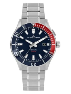 Jacques Lemans Herrenuhren-Hybromatic Blau/Rot Strahlband 1-2131E