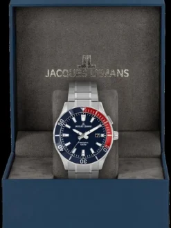 Jacques Lemans Herrenuhren-Hybromatic Blau/Rot Strahlband 1-2131E