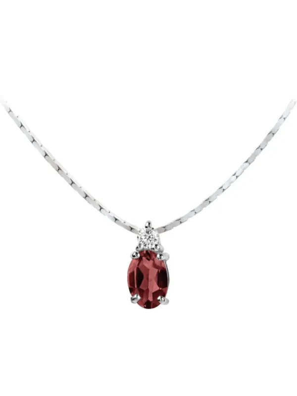 Jacques Lemans Halsketten + Collier-Kette Granat oval SE-C113E