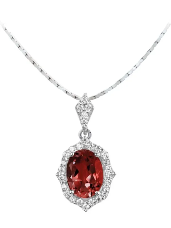 Jacques Lemans Halsketten + Collier-Kette Granat Geschwungen Pave SE-C115D