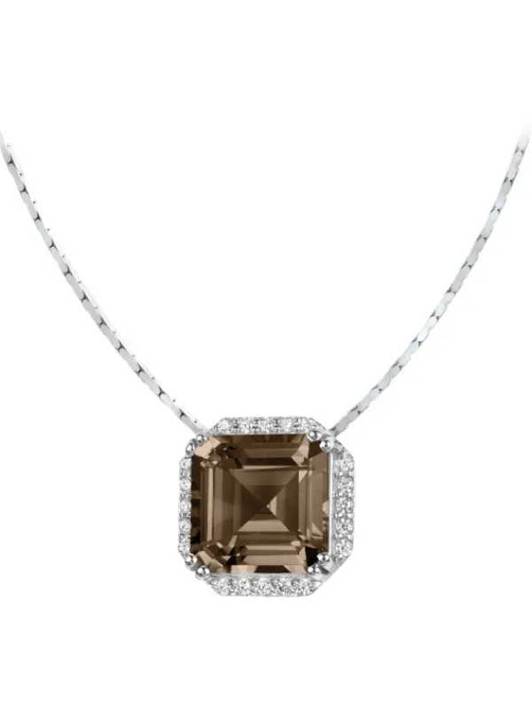 Jacques Lemans Halsketten + Collier-Kette Rauchquarz eckig SE-C104E
