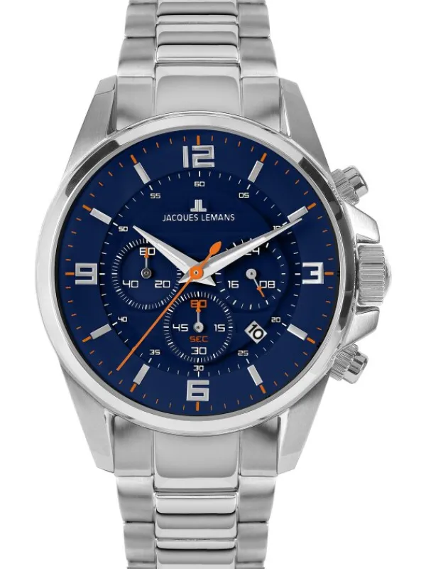 Jacques Lemans Herrenuhren-Liverpool Chrono Blau Stahlband 1-2118F