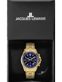 Jacques Lemans Herrenuhren-Liverpool Chrono blau/goldf. 1-2117O