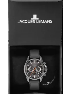 Jacques Lemans Herrenuhren-Liverpool Chrono grau Leder 1-2119A