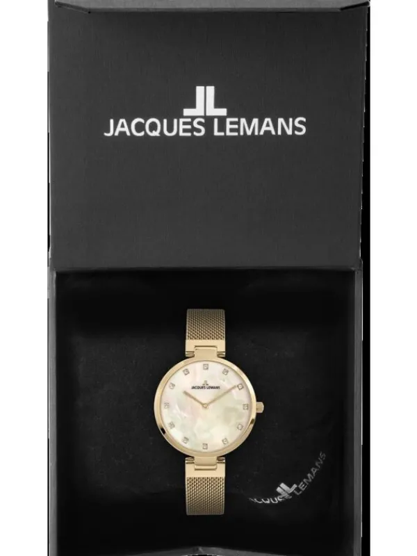Jacques Lemans Damenuhren-Milano Perlmutt 36mm goldf. 1-2001D