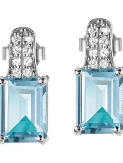 Jacques Lemans Ohrschmuck-Ohrstecker Topas Blau Baguette SE-O114C