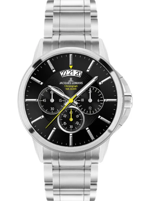 Jacques Lemans Herrenuhren-Sydney 42mm Chronograph Schwarz 1-1542D