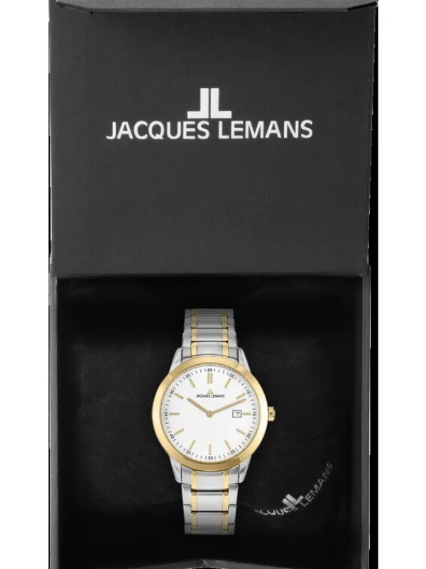 Jacques Lemans Herrenuhren-Sydney 40mm Bicolor Stahlband 1-2096E