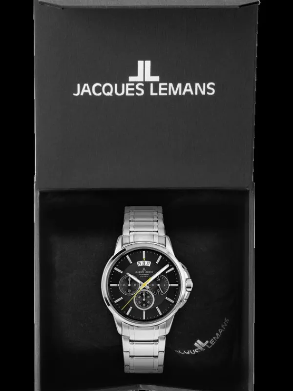 Jacques Lemans Herrenuhren-Sydney 42mm Chronograph Schwarz 1-1542D