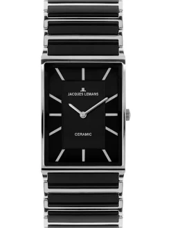 Jacques Lemans Damenuhren-York Ceramic schwarz 24mm 1-1594A