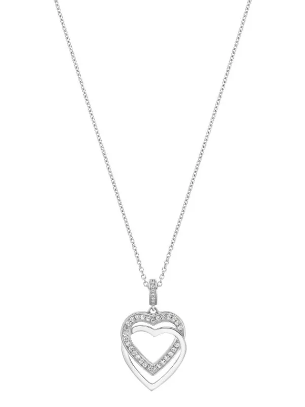 JETTE Halsketten + Collier-SWING HEART Halskette Silber Zirkonia S.88336054NL