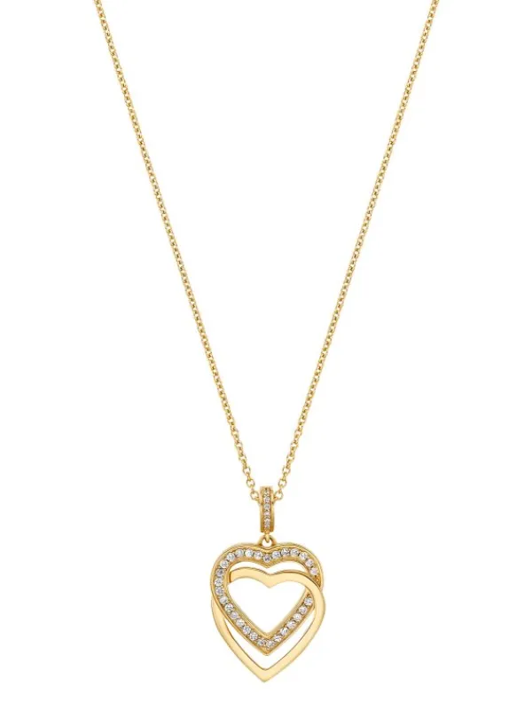 JETTE Halsketten + Collier-SWING HEART Halskette Silber Zirkonia goldf. S.88336071NL