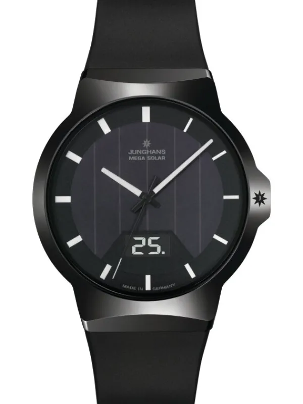 JUNGHANS Herrenuhren-Force Mega Solar, Kautschukband schwarz 018/1000.00