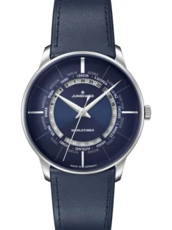 JUNGHANS Herrenuhren-Meister Worldtimer Saphir Stahl/blau 027/3010.02