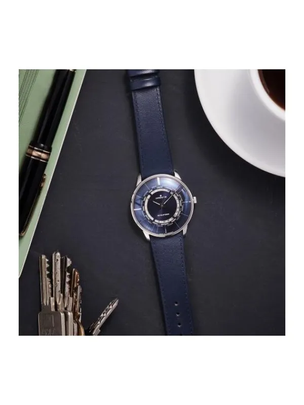 JUNGHANS Herrenuhren-Meister Worldtimer Saphir Stahl/blau 027/3010.02