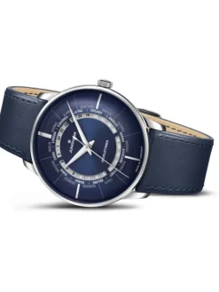 JUNGHANS Herrenuhren-Meister Worldtimer Saphir Stahl/blau 027/3010.02