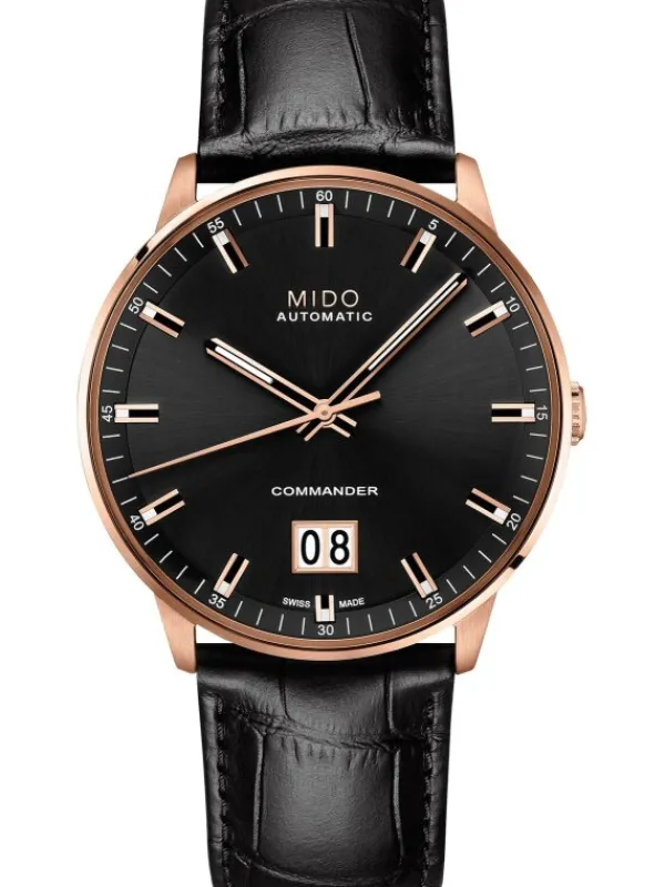 MIDO Herrenuhren-COMMANDER II Automatic Big Date, black, rosé M021.626.36.051.00