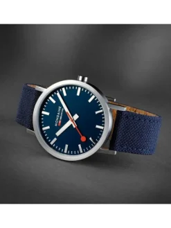 MONDAINE Herrenuhren-Classic 40 mm, gebürstet, blau A660.30360.40SBD