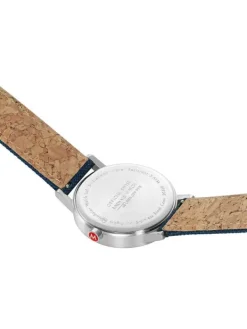 MONDAINE Herrenuhren-Classic 40 mm, gebürstet, blau A660.30360.40SBD