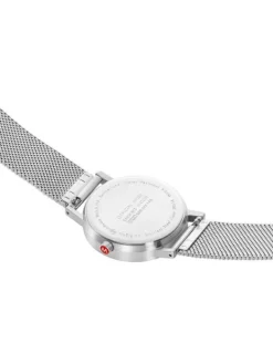 MONDAINE Herrenuhren | Damenuhren-Classic 36 mm, gebürstet, blau, Milanese A660.30314.40SBJ