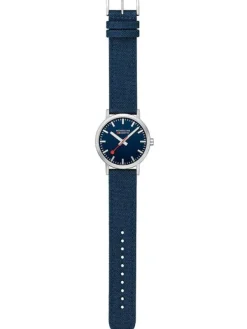 MONDAINE Herrenuhren-Classic 40 mm, gebürstet, blau A660.30360.40SBD