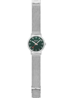 MONDAINE Herrenuhren-Classic 40 mm, gebürstet, grün, Milanese A660.30360.60SBJ