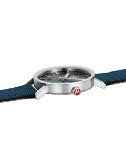 MONDAINE Herrenuhren-Classic 40 mm, gebürstet, blau A660.30360.40SBD