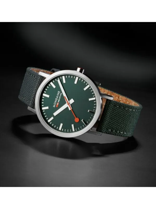 MONDAINE Herrenuhren-Classic 40 mm, gebürstet, grün A660.30360.60SBF