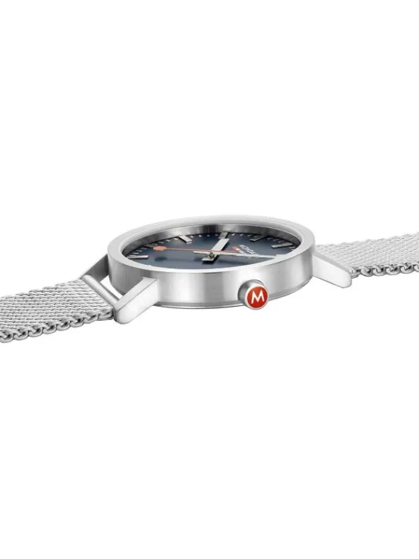 MONDAINE Herrenuhren-Classic 40 mm, gebürstet, blau, Milanese A660.30360.40SBJ