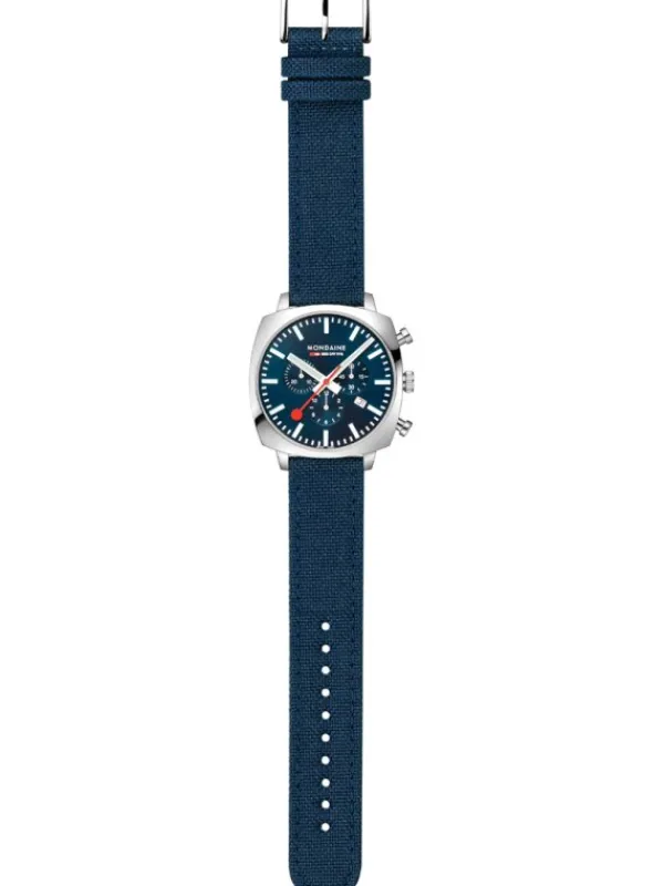 MONDAINE Herrenuhren-Cushion Chrono 41mm Set Blau MSL.41440.LD.SET