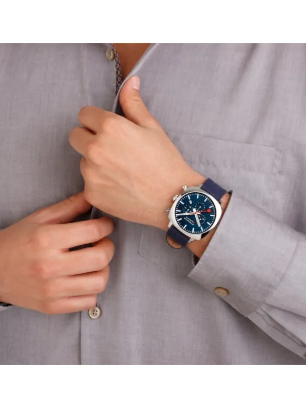 MONDAINE Herrenuhren-Cushion Chrono 41mm Set Blau MSL.41440.LD.SET