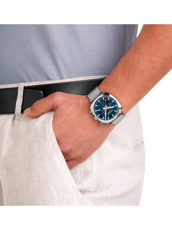 MONDAINE Herrenuhren-Cushion Chrono 41mm Set Blau MSL.41440.LD.SET