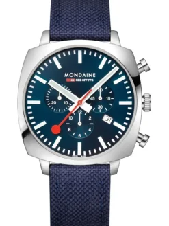 MONDAINE Herrenuhren-Cushion Chrono 41mm Set Blau MSL.41440.LD.SET