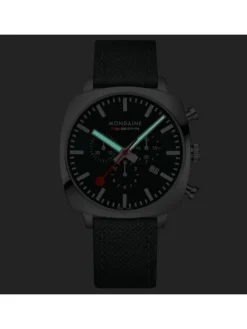 MONDAINE Herrenuhren-Cushion Chrono 41mm Set Grün MSL.41460.LF.SET