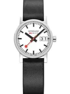 MONDAINE Damenuhren-evo2, 30 mm Weiß Leder vegan Datum MSE.30210.LBV