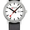 MONDAINE Herrenuhren-evo2, 40 mm Weiß Leder vegan Datum MSE.40210.LBV